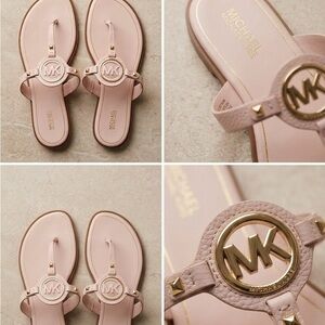 Michael Kors Blush Pink MK Medallion Thong Sandals